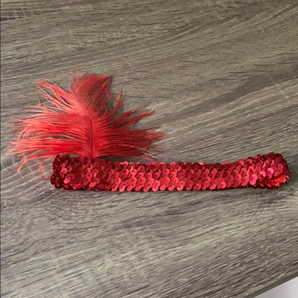 Halloween Red Feather 1920’s sequin Flapper Headband